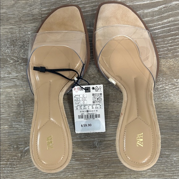 Zara Shoes - Zara Women's Clear and Tan Slide Sandals